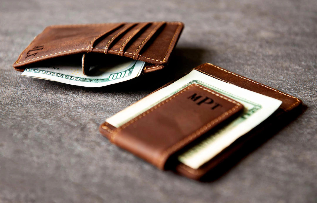 Personalized Leather Magnetic Money Clip the Sanibel by Left Coast Original - Etsy | Etsy (US)
