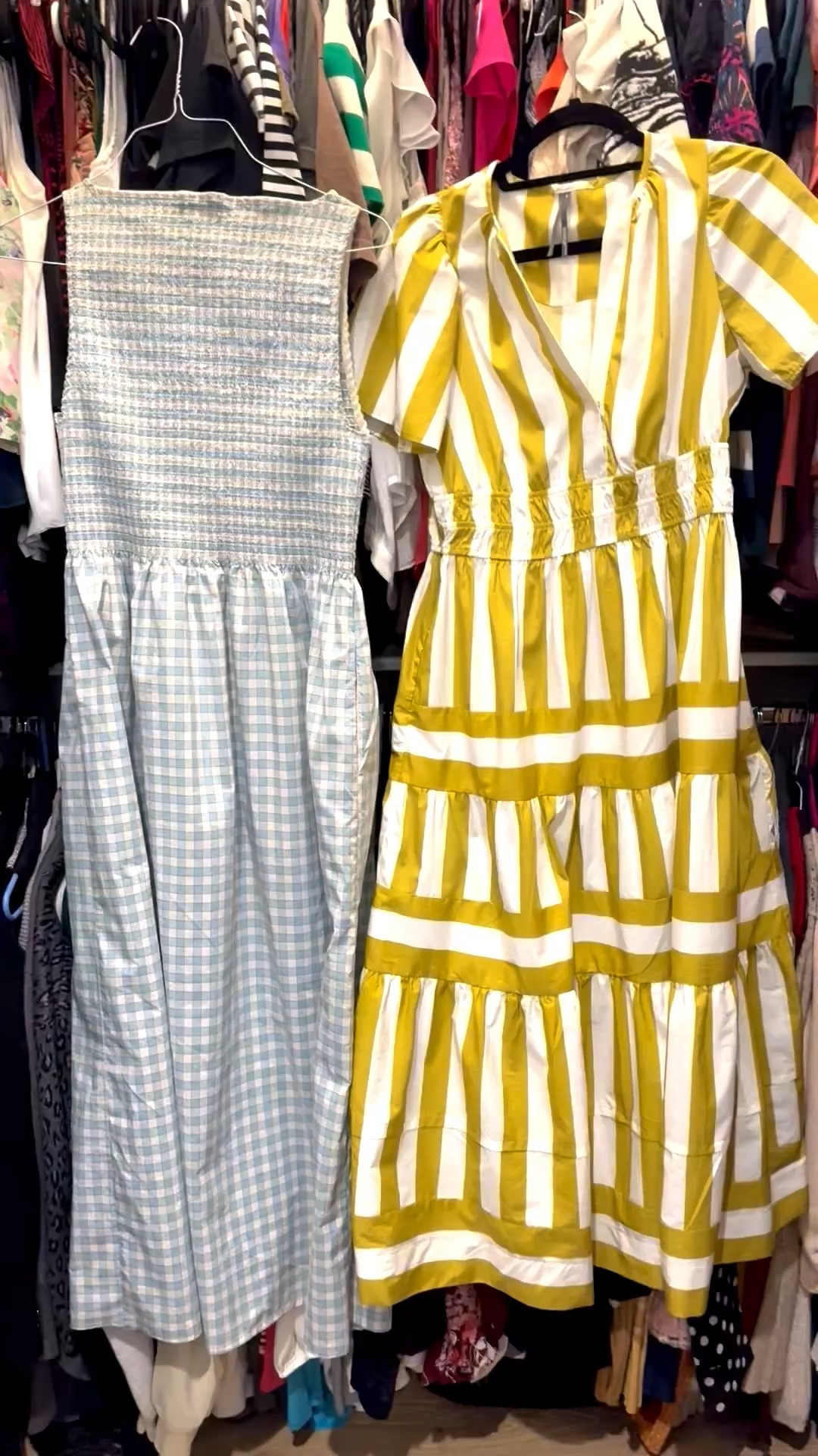 Sharing two of my favorite summer dresses right now ☀️ The blue gingham plaid maxi dress and the yellow and white striped maxi dress with short sleeves are both effortless, flattering, and easy to style all season long. These colorful dresses are perfect for creating elevated summer outfits and can easily work as casual work outfits, graduation dresses, vacation dress ideas, brunch looks, or everyday summer style. I love the lightweight feel and flowy maxi silhouette for staying comfortable while still looking put together. Pair with sandals, woven accessories, and simple jewelry for an easy chic summer look.

#LTKSeasonal #LTKWorkwear #LTKOver40