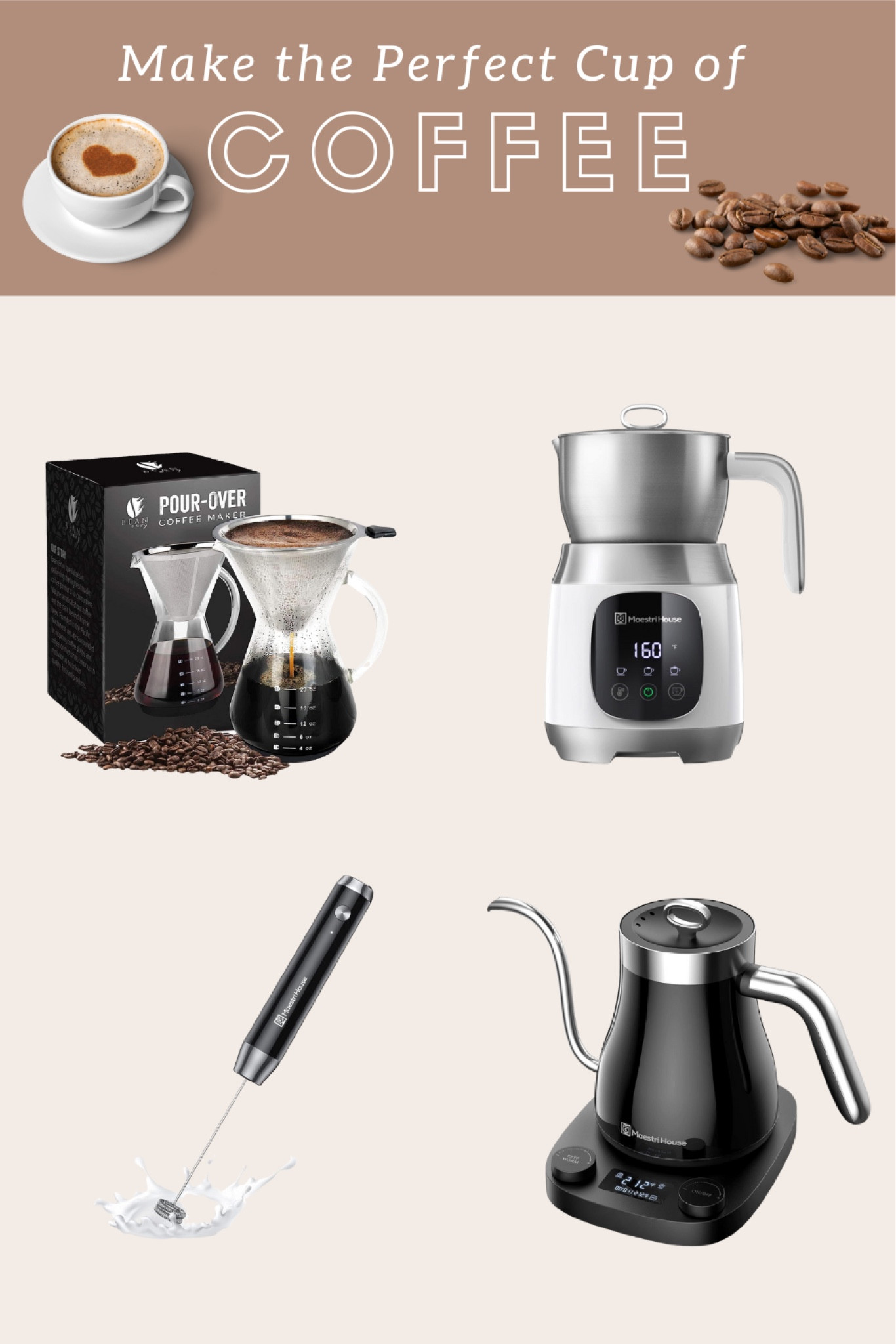 Unveil the art of the perfect cup with our LTK shop's Guide to Coffee Accessories. Elevate your brewing experience with essentials like a frother and electric tea kettle, designed for the precision of pour-over coffee. Explore our curated collection to transform your daily ritual into a barista-level affair. #CoffeeAccessories #LTKshop #BrewingPerfection

#LTKMostLoved #LTKfamily #LTKhome