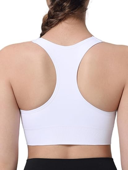 Ruched Sports Bra for Women Racerback V-Neck Workout Bras Padded Seamless Longline Yoga Bra | Amazon (US)