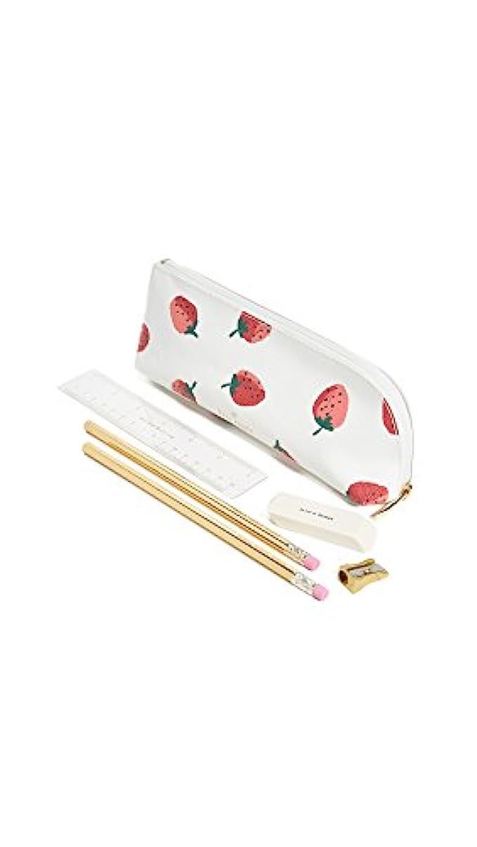 Kate Spade New York Women's Strawberries Pencil Case, Red/Green/White, One Size | Amazon (US)