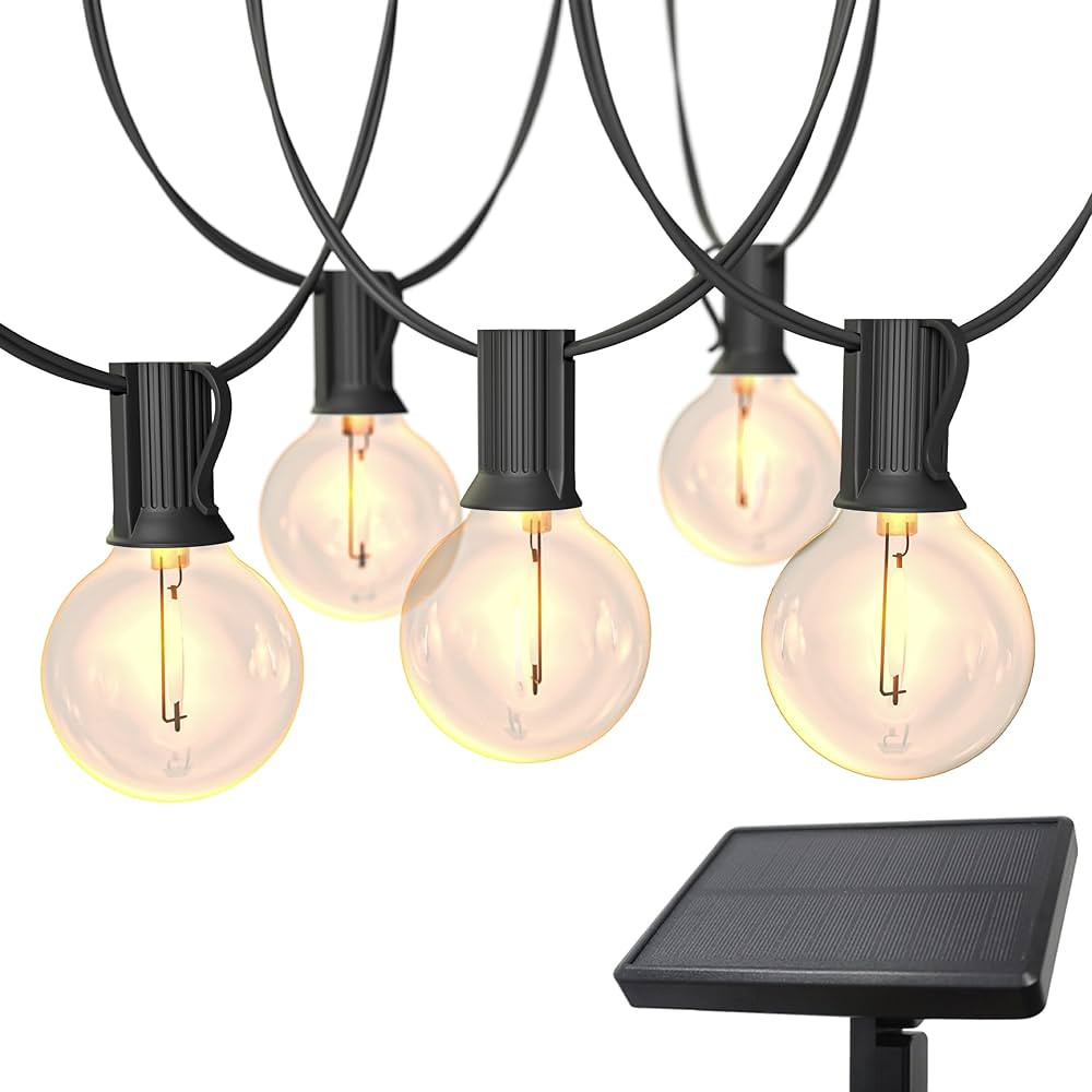 SUNTHIN Solar String Lights Outdoor, 27ft Solar Patio Lights with 13 Shatterproof G40 LED Bulbs, ... | Amazon (US)
