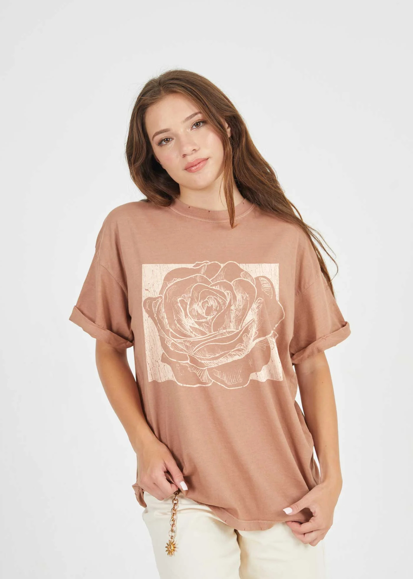 GirlDangerous: Rose Square Clay Boyfriend Tee | Girl Dangerous