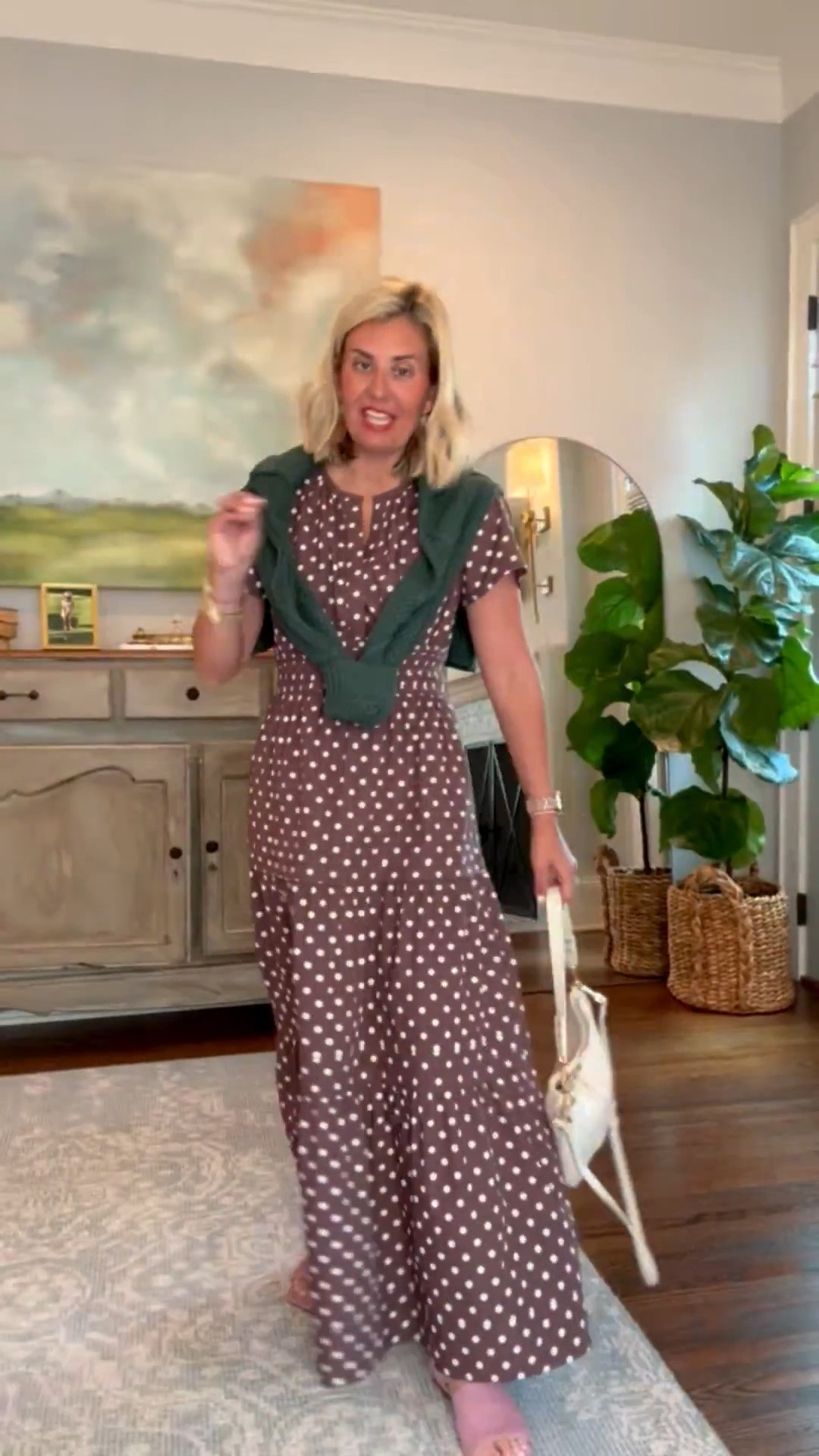 Y’all know, I love mixing colors… pink, blue, and green are neutrals to me. This dress is polkadot perfection!  I’m wearing xs dress & sweater, 38 sandal and small bag. ￼￼

#LTKOver40 #LTKdayinmylife #LTKootd