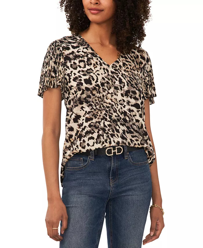 Women's V-Neck Pleated-Sleeve Blouse | Macy's