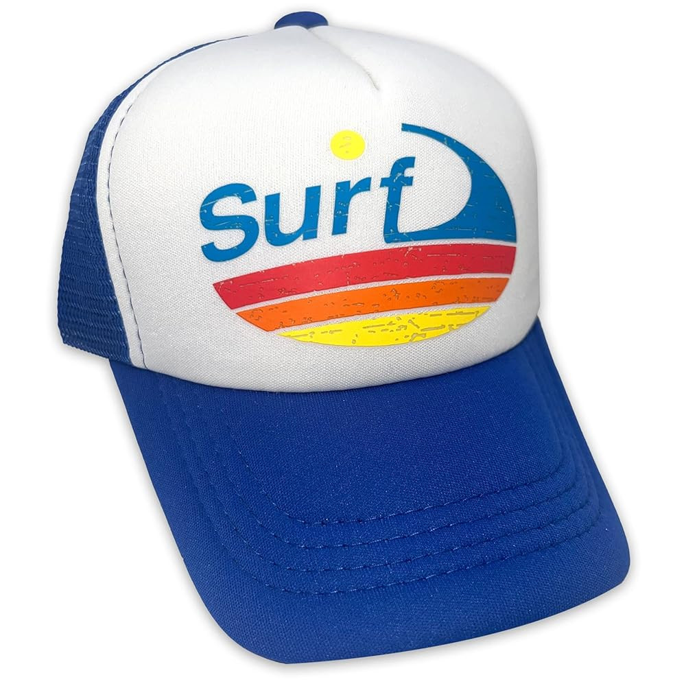 Sol Baby Surf Wave Stripe Blue Adjustable Snapback Mesh Trucker Hat - Beach Baseball Cap for Infa... | Amazon (US)