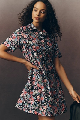 The Pollie Short-Sleeve Swing Tunic Mini Dress | Anthropologie (US)