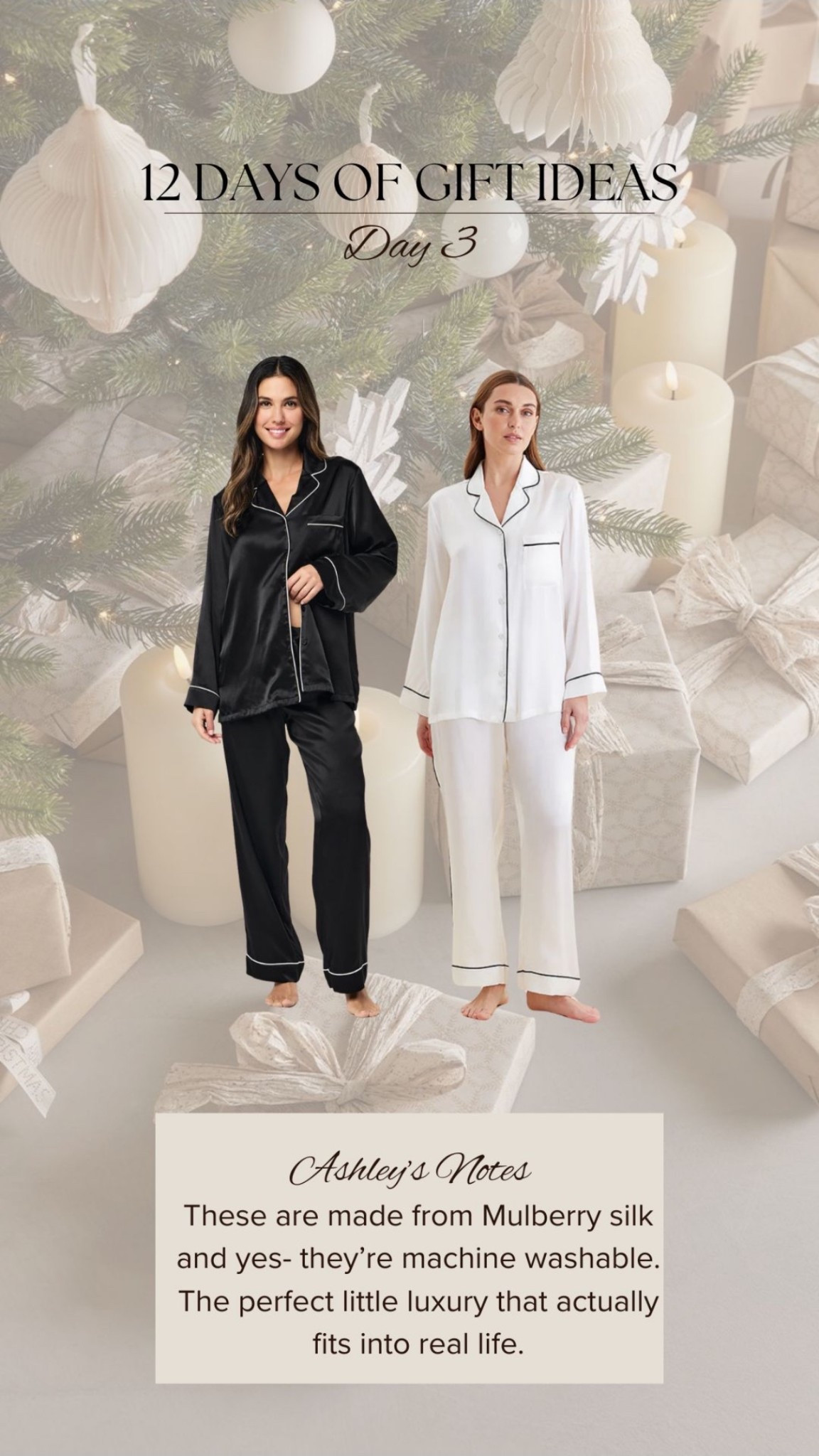 On the 3rd day of gift ideas… we’re gifting cozy luxury 🎁
These Mulberry silk PJs look high-end, feel dreamy, and wash like a dream.  

#LTKGiftGuide #LTKselfcare #LTKHoliday