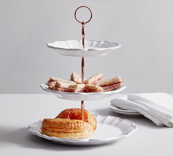 Monique Lhuillier Juliana Scalloped Three Tiered Stand | Pottery Barn (US)