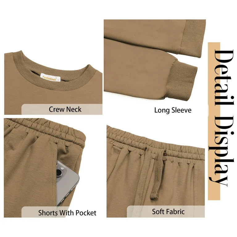 Fantaslook Pajama Sets for Women Two Piece Outfits Long Sleeve Sweatshirts Lounge Sets Casual Top... | Walmart (US)