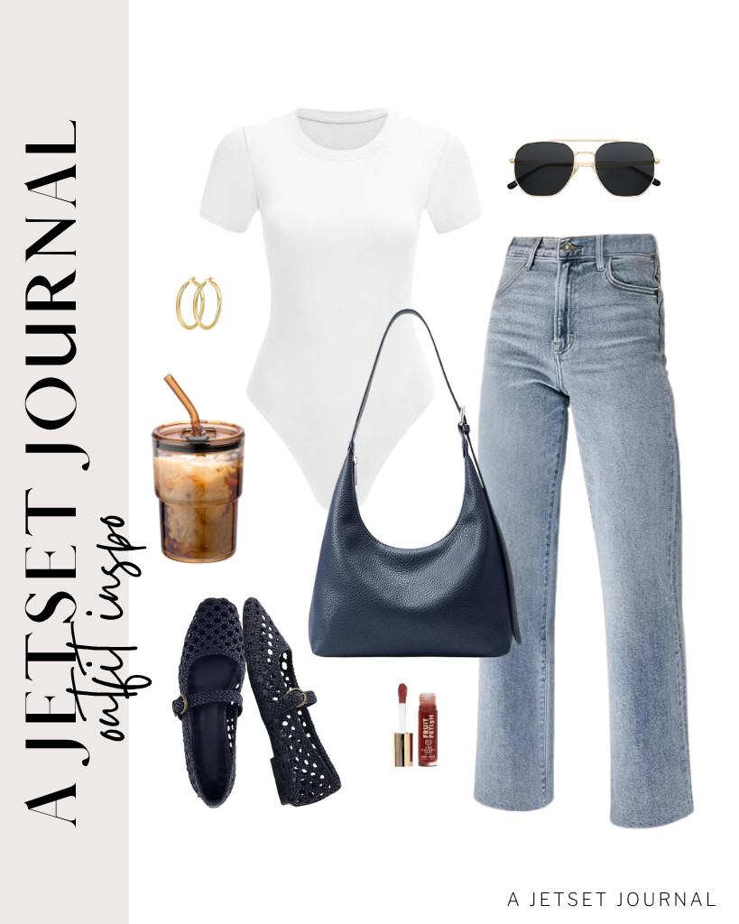 I can’t wait to wear this combo of a round-neck bodysuit, KDF jeans, and Mary Jane flats on one of my trips. A crescent tote bag from KALIDI and gold chunky earrings are the perfect finishing touches.


#LTKSeasonal #LTKSaleAlert #LTKTravel 

 