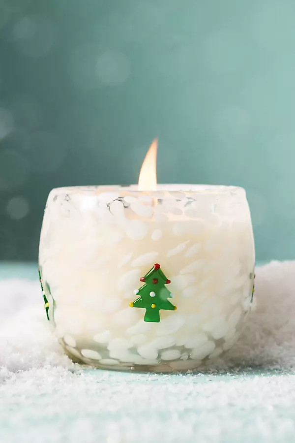 Christmas Tree Festive Icon Woody Fresh Balsam & Cedarwood Glass Candle | Anthropologie (US)