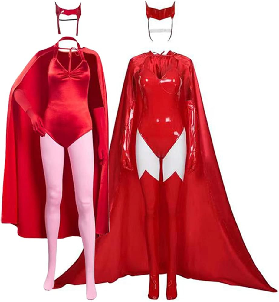 Adult Women Maximoff Costume Halloween Red Witch Cosplay Cloak Outfits | Amazon (US)