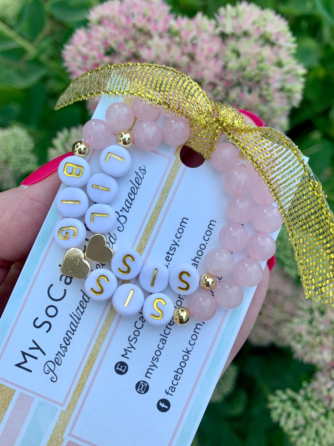 Sisters Bracelet Set, Rose Quartz, Big Sis, Lil Sis, Gemstone Bracelets, Stretch Bracelets, new b... | Etsy (US)