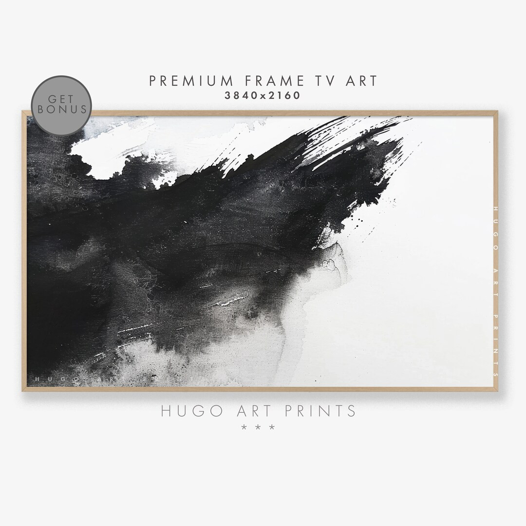 Samsung Frame TV art, Watercolor Abstract Painting For Frame TV, Black & White Minimal Art Instan... | Etsy (US)