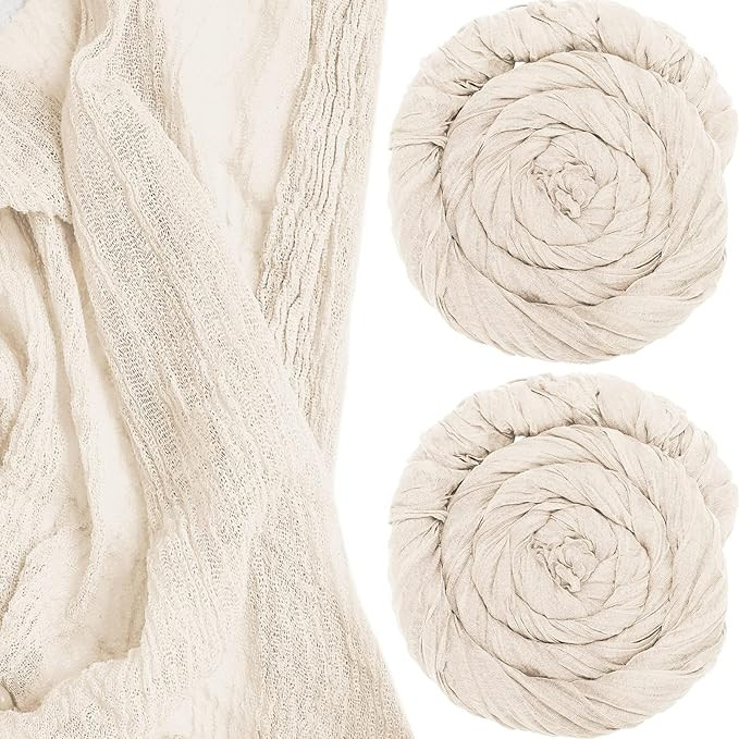 2 Pieces Cheesecloth Table Runner 13 Ft x 35 Inch Cheese Cloth Gauze Table Runner for Wedding Rec... | Amazon (US)