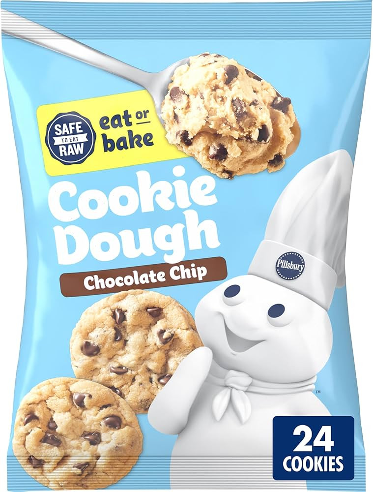 Pillsbury Ready to Bake Refrigerated Chocolate Chip Cookie Dough, 24 Cookies, 16 oz | Amazon (US)