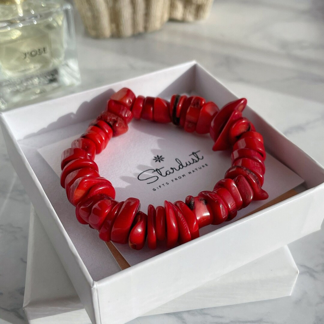 Exquisite Chunky Red Coral Bracelet, Gift for Mother, Handmade Stone Jewelry, Valentines Day Gift... | Etsy (US)