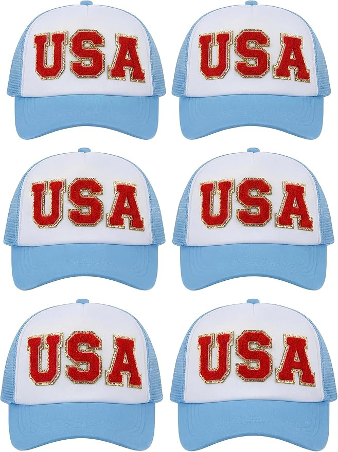 Twistover 6 Pcs USA Trucker Hat for Women Patriotic 250 Anniversary Hat Light Blue Baseball Hats ... | Amazon (US)