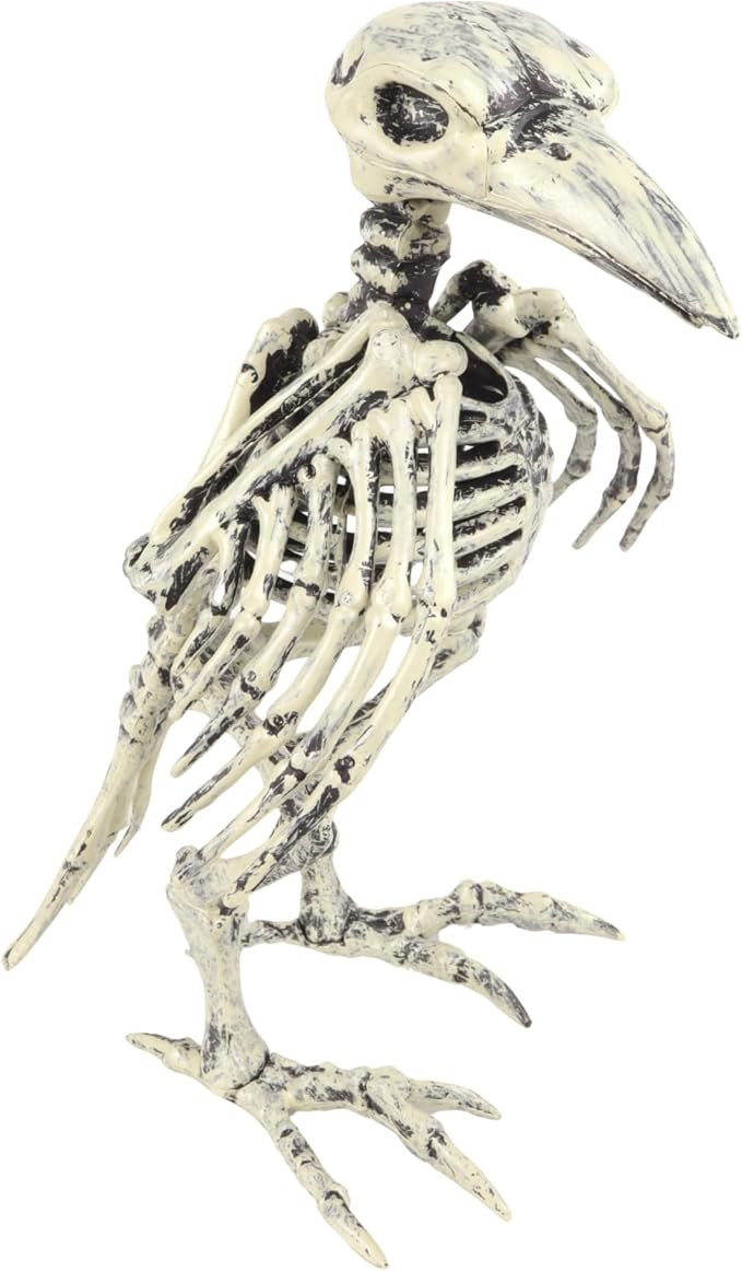 Needzo Halloween Skeleton Bird, Creepy Haunted House Crow Prop, Realistic Tabletop Decor, 8.5 Inc... | Amazon (US)