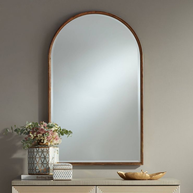 Uttermost Arch Top Vanity Decorative Wall Mirror Modern Gleaming Gold Metal Frame Beveled 24" Wid... | Target