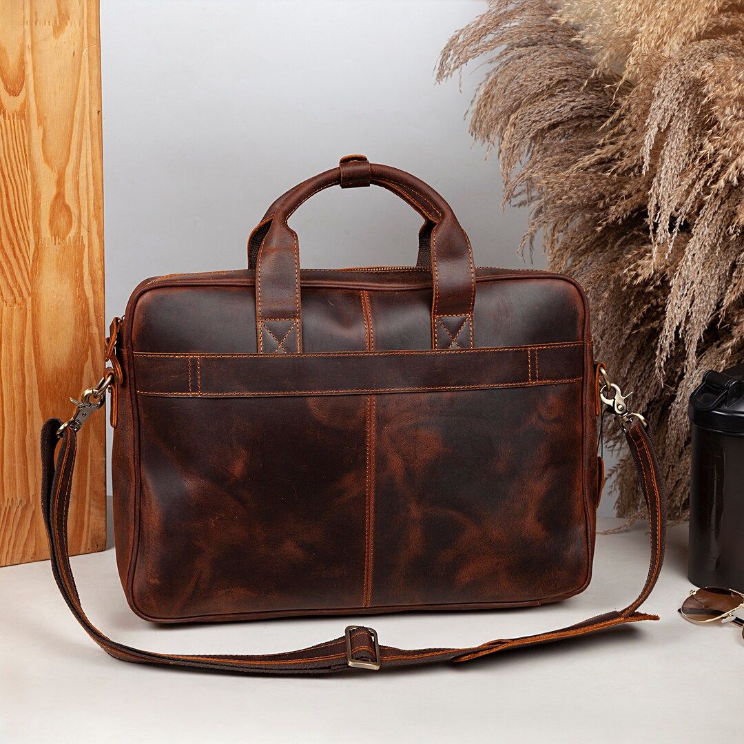 Leather Satchel bag For Men, Leather Briefcase for Men, Full Grain Leather Laptop Bag, Leather Co... | Etsy (US)