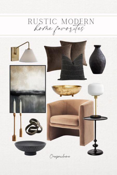 Rustic modern home favorites!

Moody home decor, velvet pillows, velvet barrel chair, accent chair, candlesticks, wall art, wall sconces, ridged table lamp, modern home trends, vases, decor bowls, decorative objects, end table 

#LTKFind #LTKstyletip #LTKhome