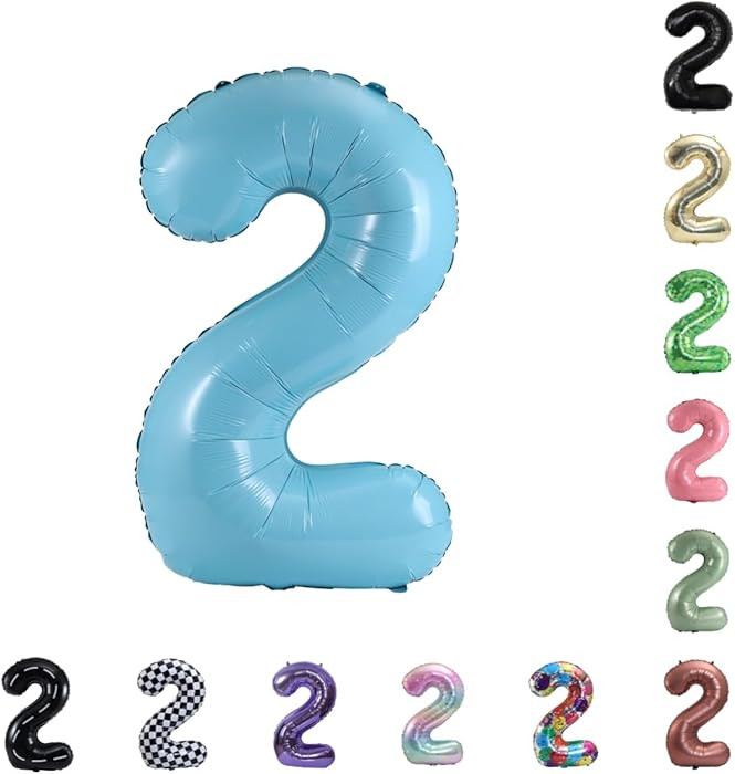 40 Inch Large Foil Helium Number Balloon Birthday Wedding Party 0-9 (Baby Blue, 2) | Amazon (US)