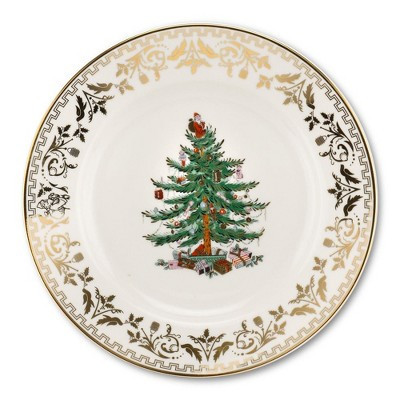 Spode Christmas Tree Gold Salad Plate, 8-Inch Porcelain Dinner & Appetizer Plate, Microwave & Dishwasher Safe, Festive Collectible Seasonal Plate | Target