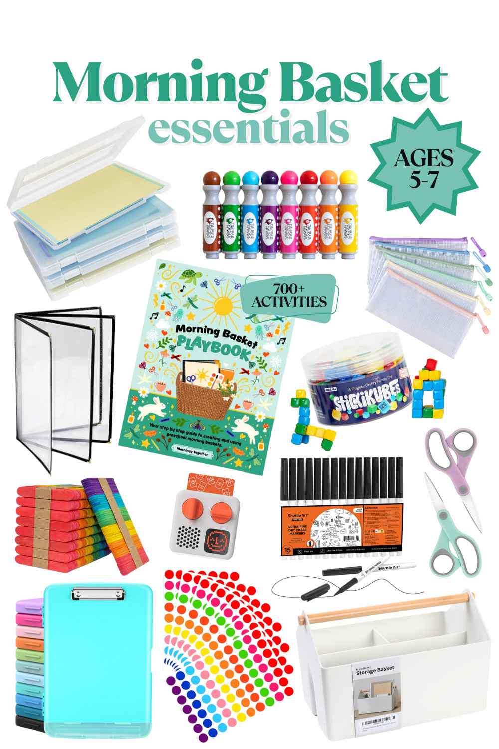 Morning Baskets don't need to be complicated. In fact, a simple basket with only a few key items typically works best!

Have you been wanting to start a Morning Basket with your kiddos at home? If you're wanting to get started but aren't sure where or how to start, we can help!

We've put together a list of the items we use every single day. These are our favorite resources for ages 5-7 and with these few essentials, you'll be able to get started right 

 #LTKHome #LTKKids #LTKFamily