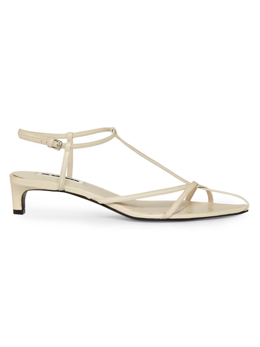 Strappy 35MM Leather Kitten Heel Sandals | Saks Fifth Avenue