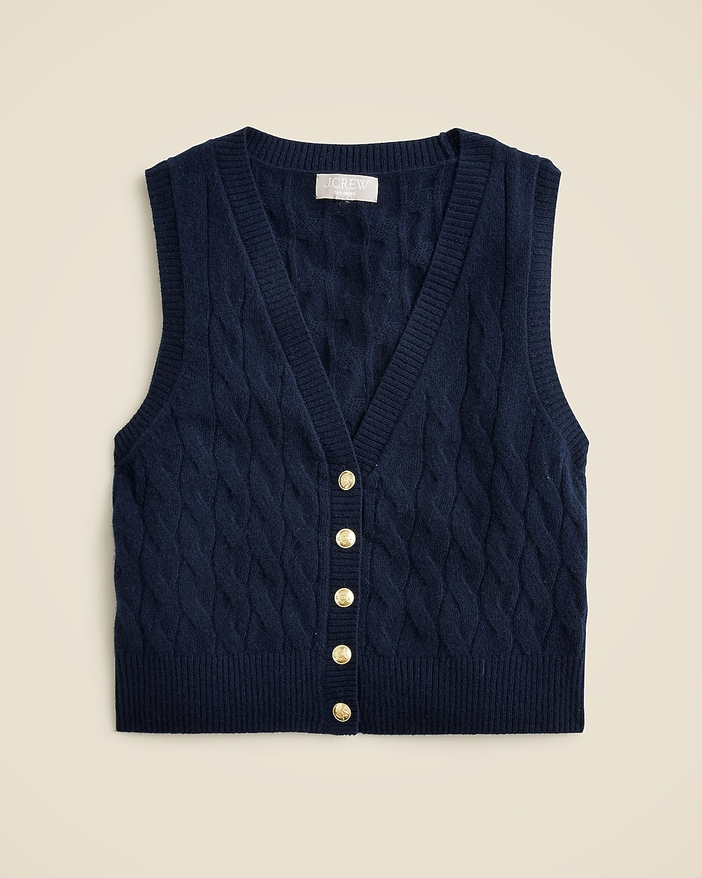 Cashmere cropped cable-knit sweater-vest | J. Crew US