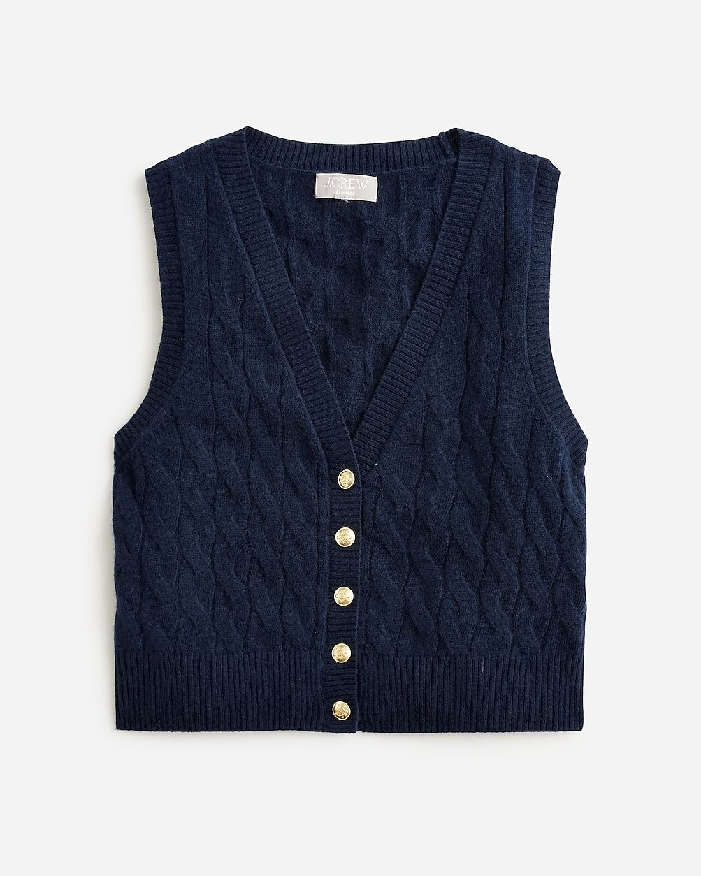 Cashmere cropped cable-knit sweater-vest | J. Crew US