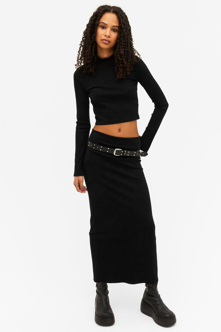 Gerippter figurbetonter Maxi-Bleistiftrock | H&M (DE, AT, CH, NL, FI)