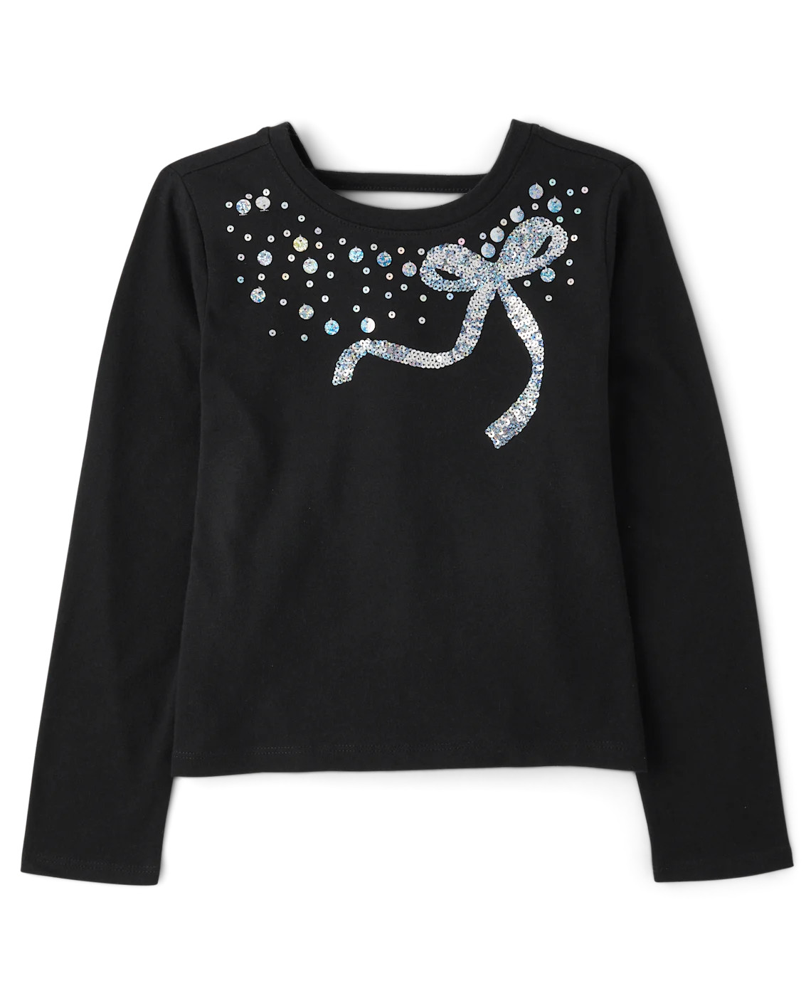 Girls Sequin Bar Back Graphic Top - black | The Children's Place