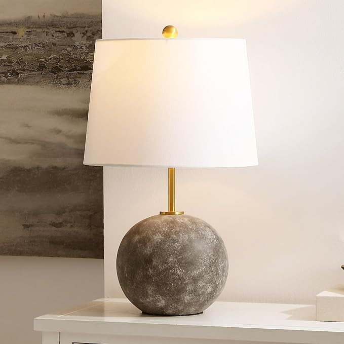 SAFAVIEH Lighting Collection Cla Grey Washed Cement & Brass 24-Inch Table Lamp with White Fabric ... | Amazon (US)