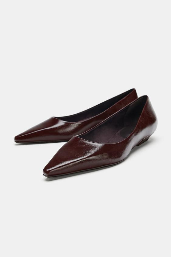 Zara - Patent-Effect Shoes - Burgundy Red - 11 - Woman | Zara US