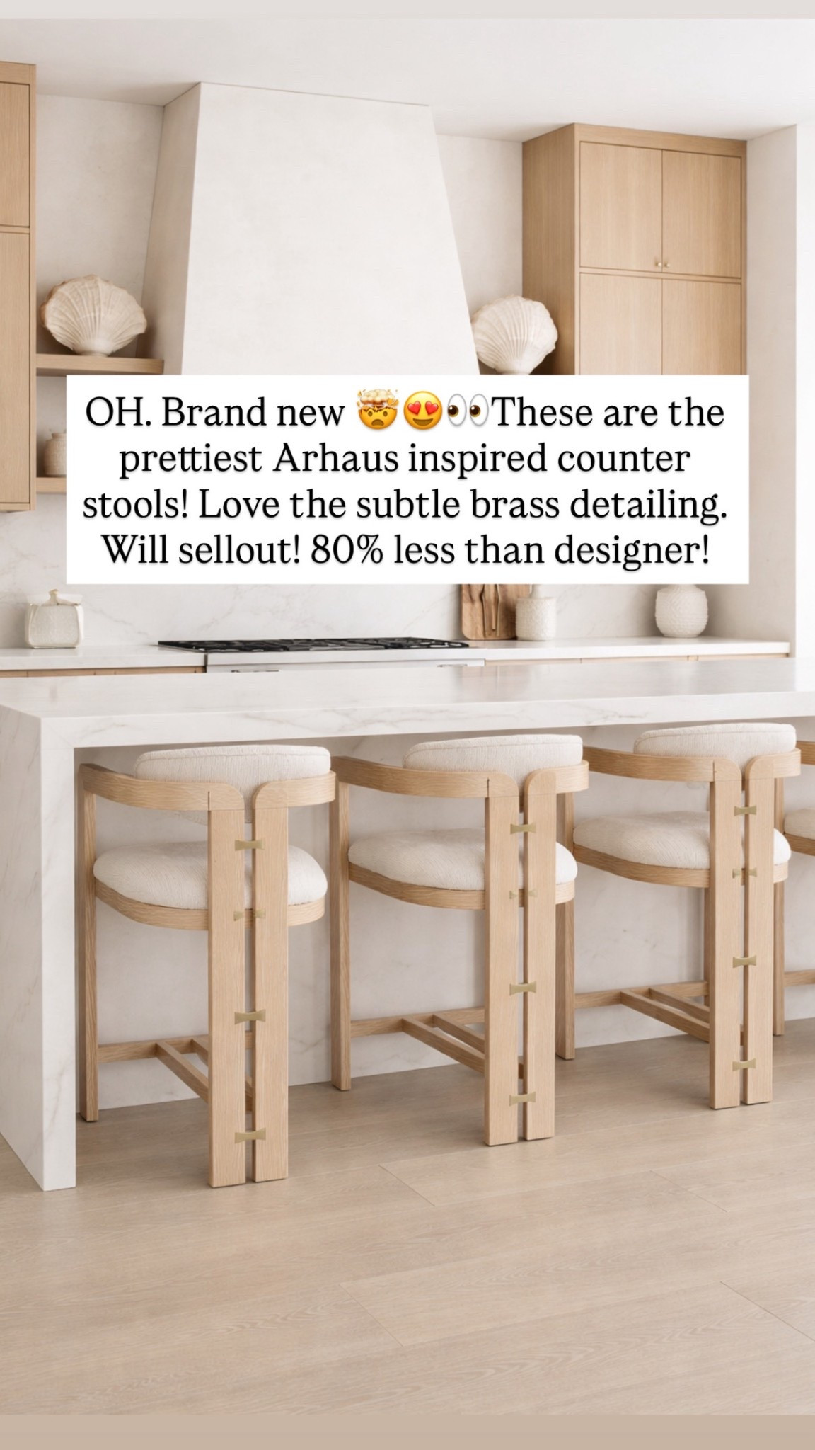 OH. Brand new 🤯😍👀These are the prettiest Arhaus inspired counter stools! Love the subtle brass detailing. Will sellout! 80% less than designer!

#LTKSaleAlert #LTKHome