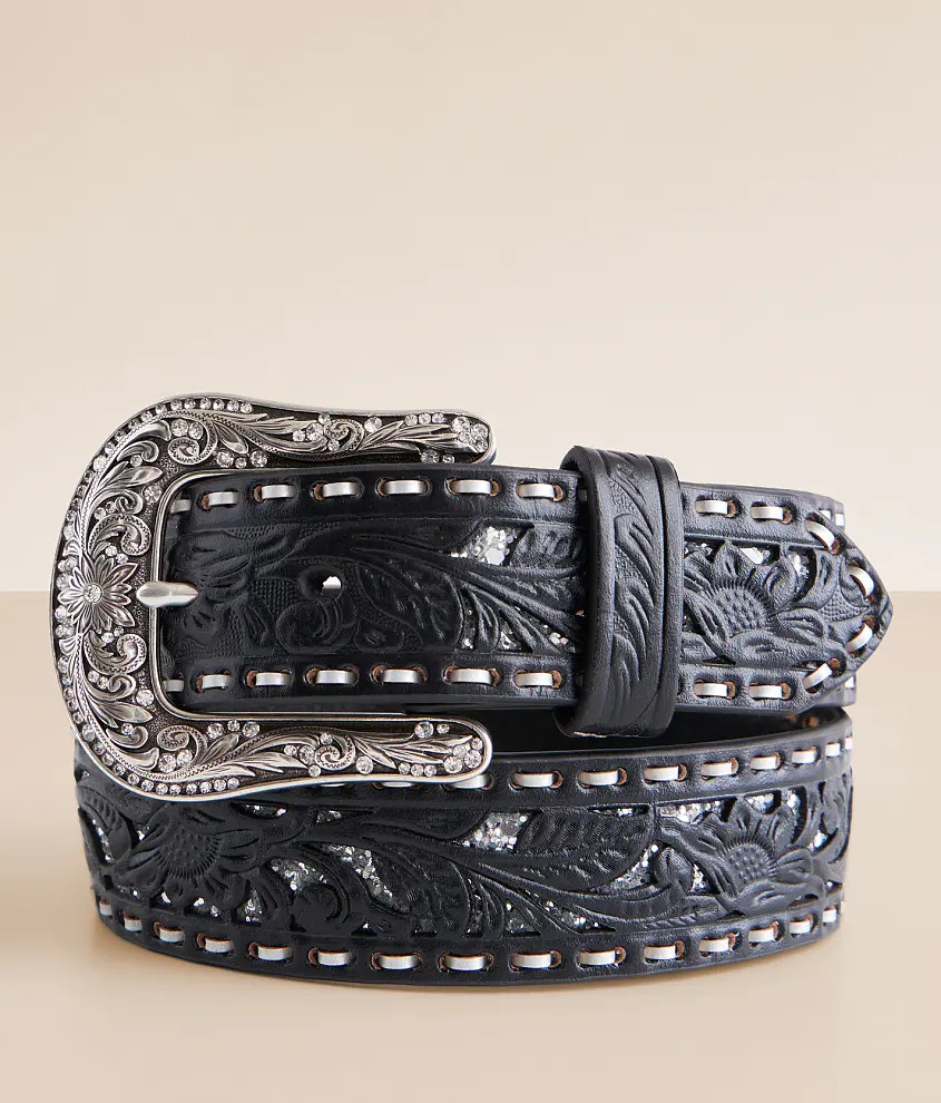 Tooled Leather Western Belt | Buckle