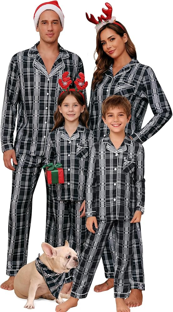 iClosam Christmas Family Matching Pajamas Long Sleeve Button Down Pj Set Festival Party Sleepwear | Amazon (US)