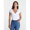 No Boundaries Surplice Top with Cap Sleeves, Women’s XXS-XXL | Walmart (US)