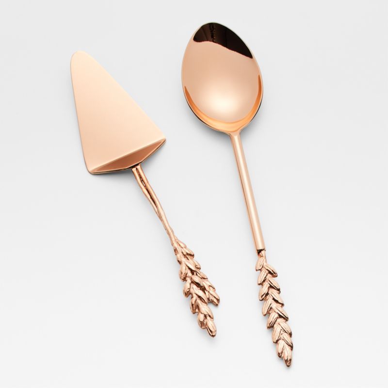 Wheat Copper Pastry Server and Serving Spoon | Crate and Barrel | Crate & Barrel