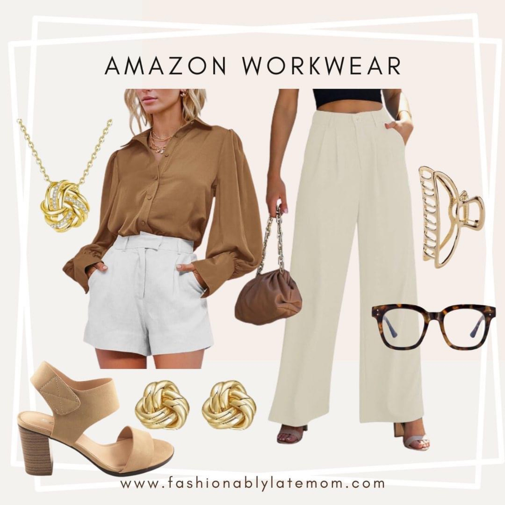 Amazon workwear! 
Fashionablylatemom 
Heels 
Hair clip
Jewelry 

#LTKworkwear #LTKstyletip #LTKshoecrush