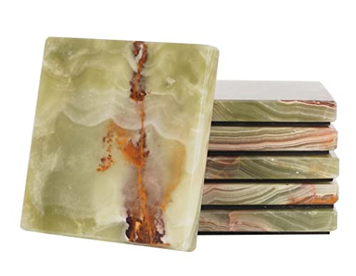 Radicaln Marble Coasters Square 3.5" Inches Green Onyx Handmade Modern Coasters for Drink, Stylish Drink Coaster for Dining Table Set for 6, Ideal Home Decor | Amazon (US)