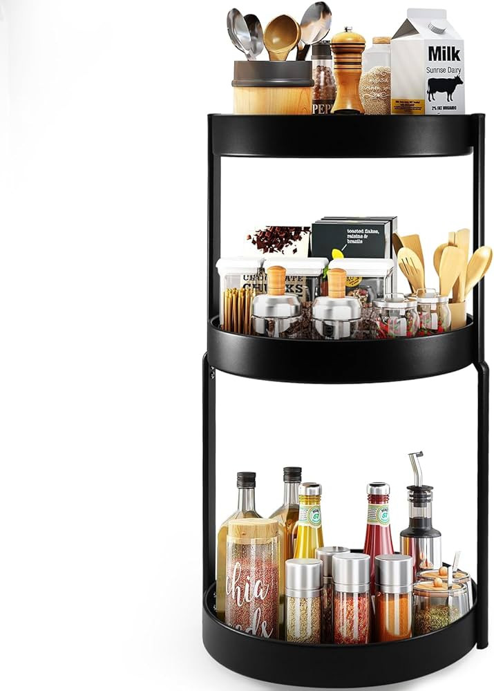 3 Tier Spice Rack Organizer, Lazy Susan Organizer for Kitchen, Metal Three Tier Lazy Susan, With ... | Amazon (US)