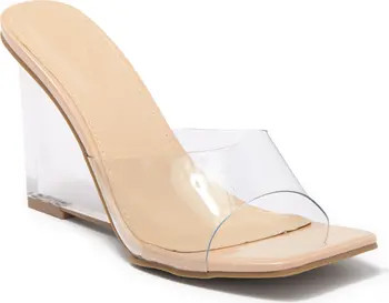 WILD DIVA LOUNGE Frankie Clear Wedge Heeled Sandal | Nordstromrack | Nordstrom Rack
