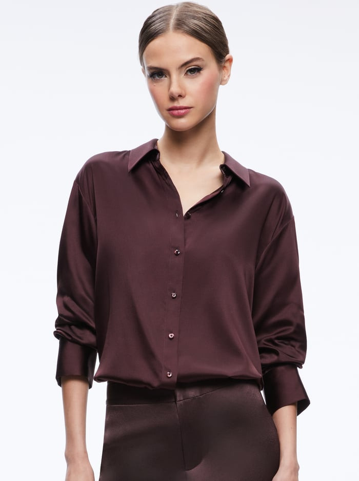 FINELY OVERSIZED BUTTON DOWN SHIRT | Alice + Olivia