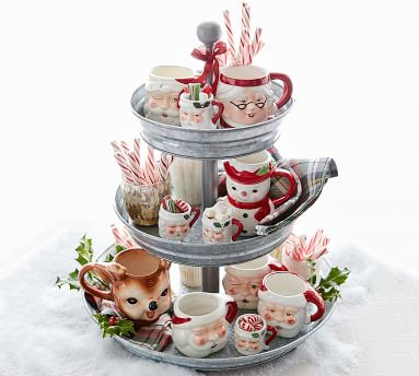 Santa Ceramic Shot Glasses - Set of 4 | Pottery Barn (US)