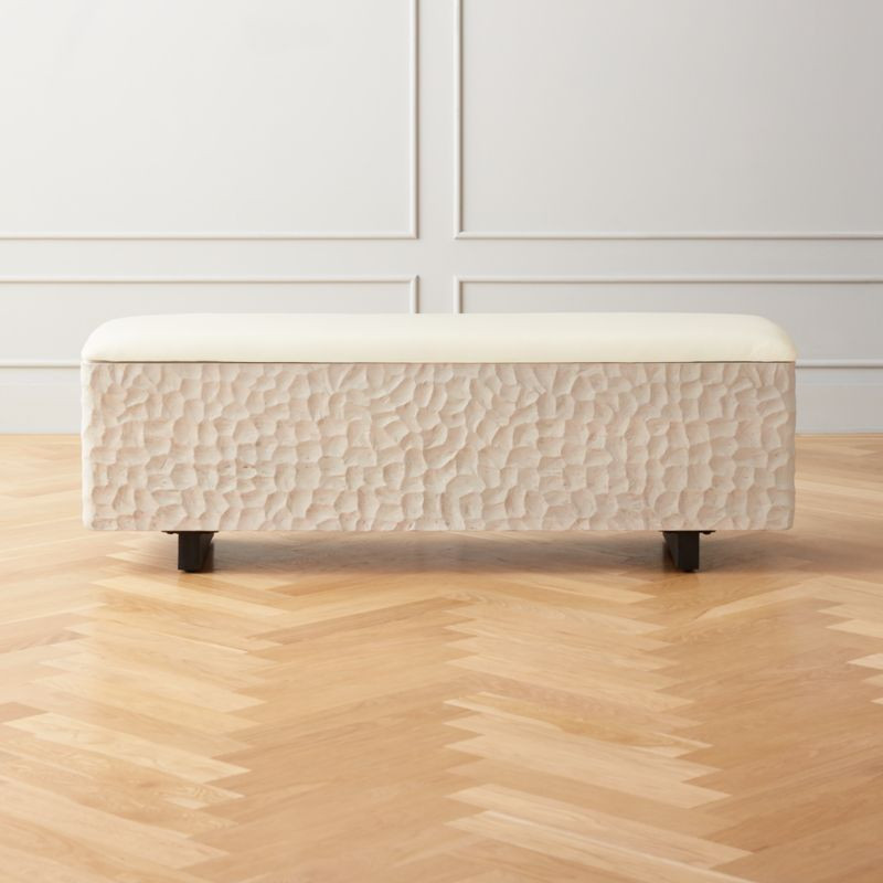 Carve Ivory Storage Bench + Reviews | CB2 | CB2