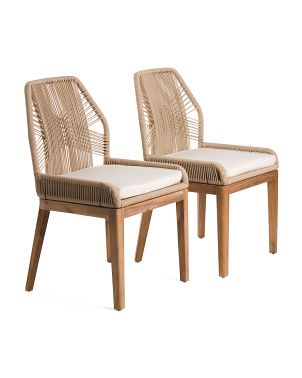 Set Of 2 Indoor Outdoor Rope Crossweave Dining Chairs | TJ Maxx